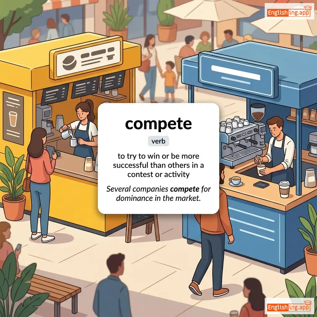 compete definition card — visual illustration of the meaning