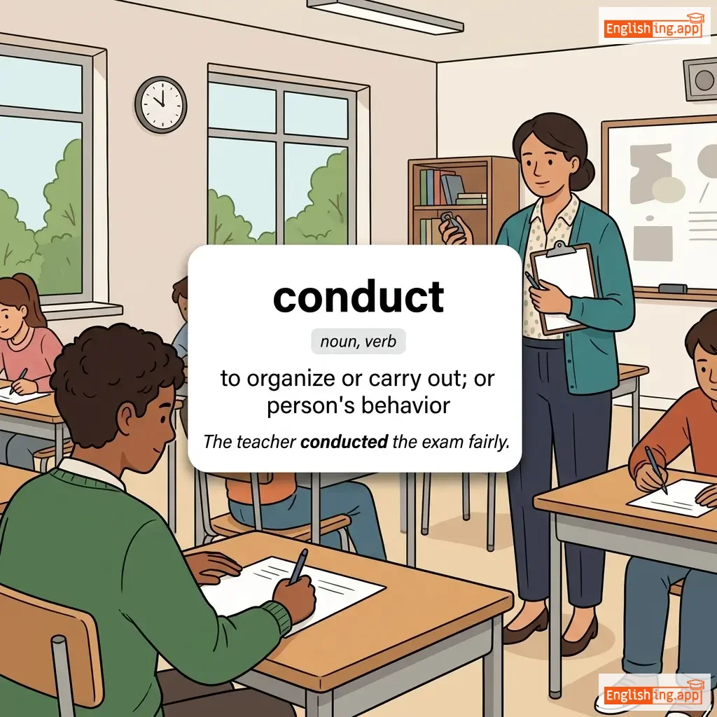 conduct definition card — visual illustration of the meaning