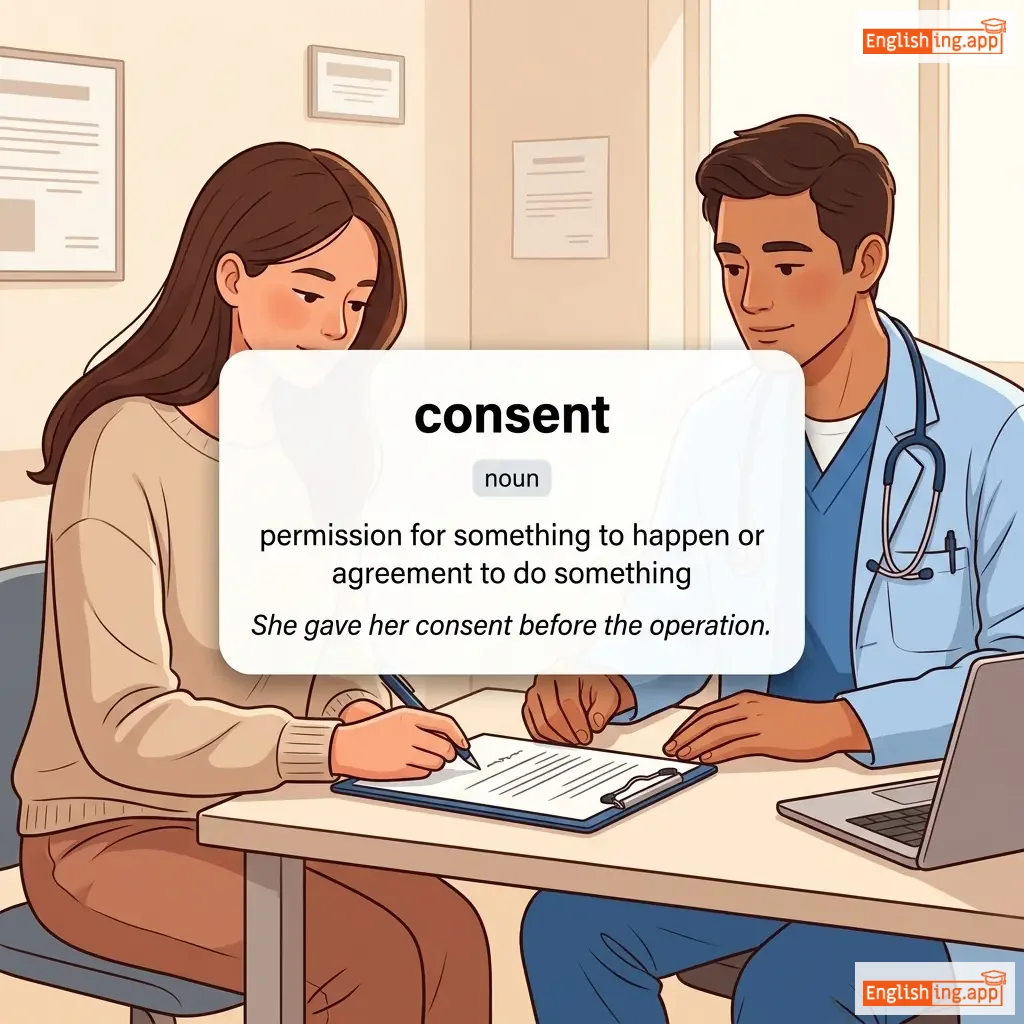 consent definition card — visual illustration of the meaning