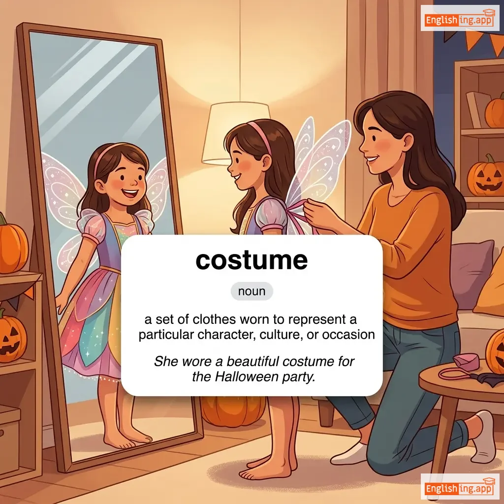 costume definition card — visual illustration of the meaning