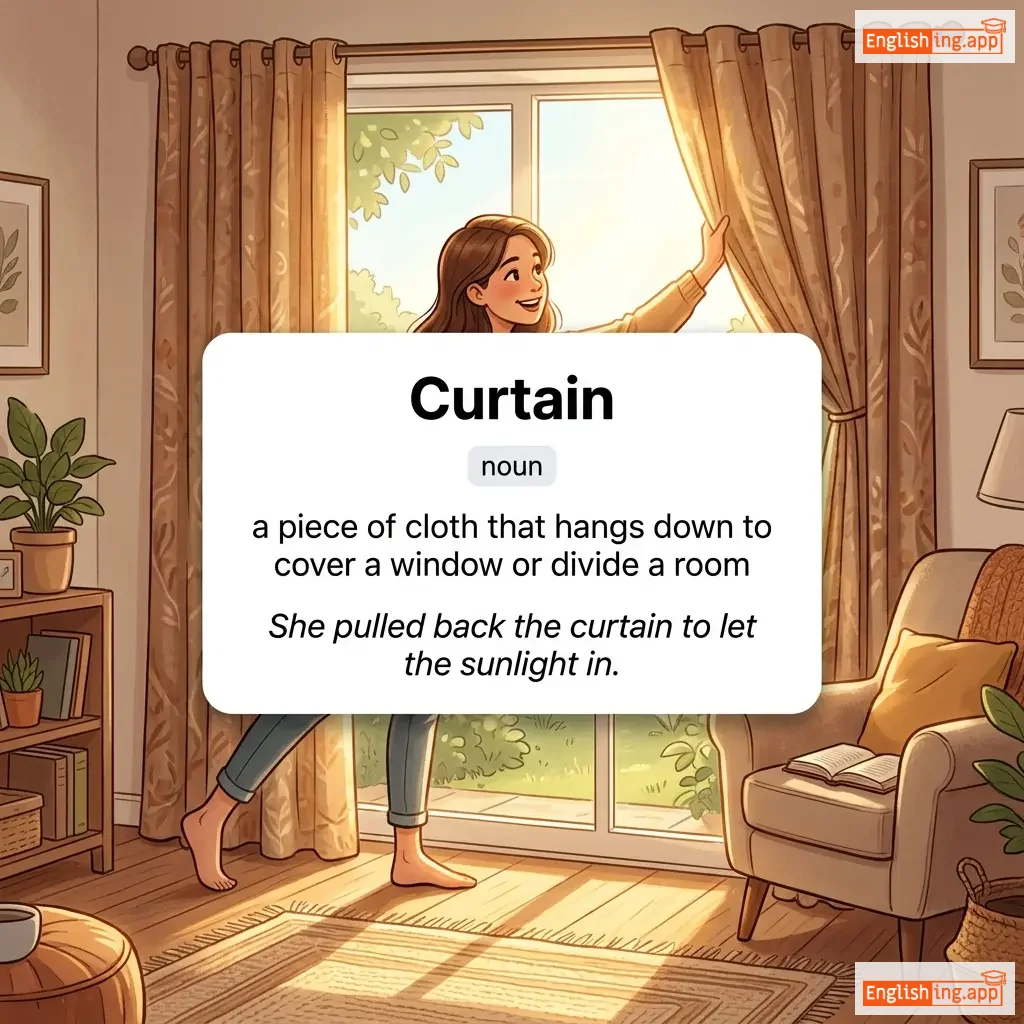 Curtain definition card — visual illustration of the meaning