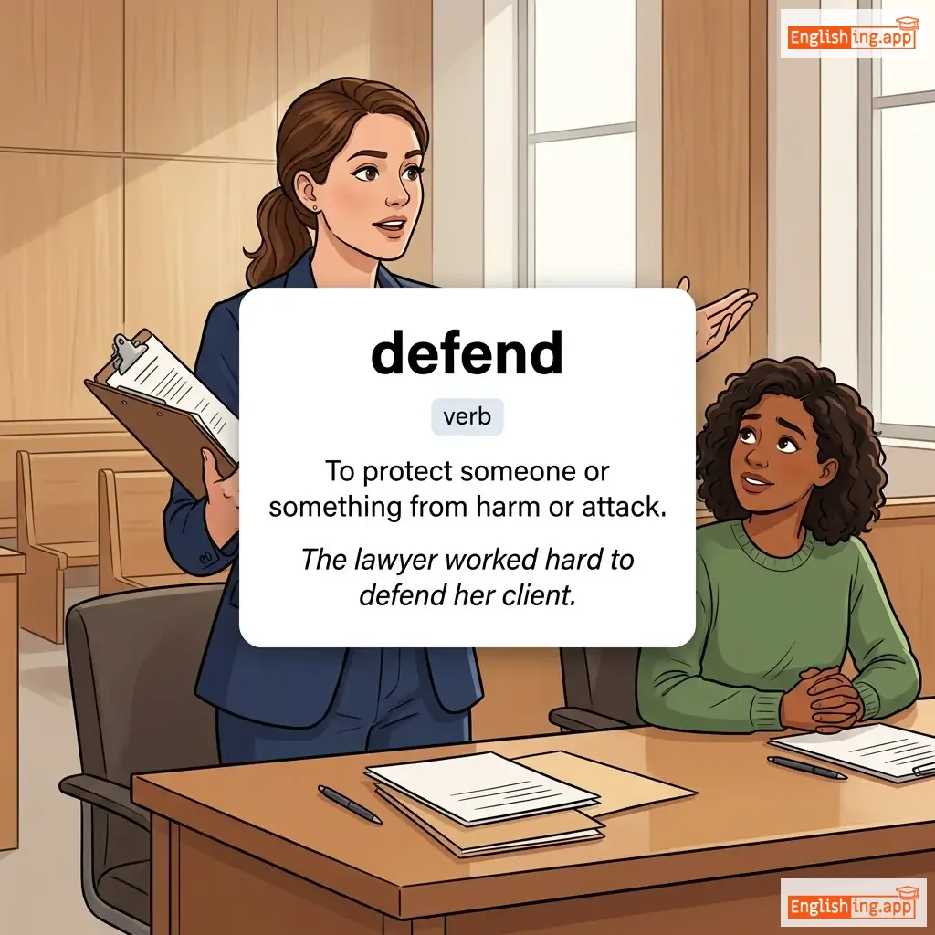 defend definition card — visual illustration of the meaning
