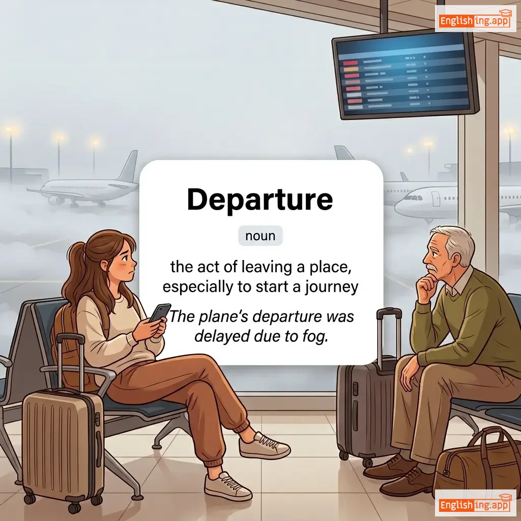 Departure definition card — visual illustration of the meaning