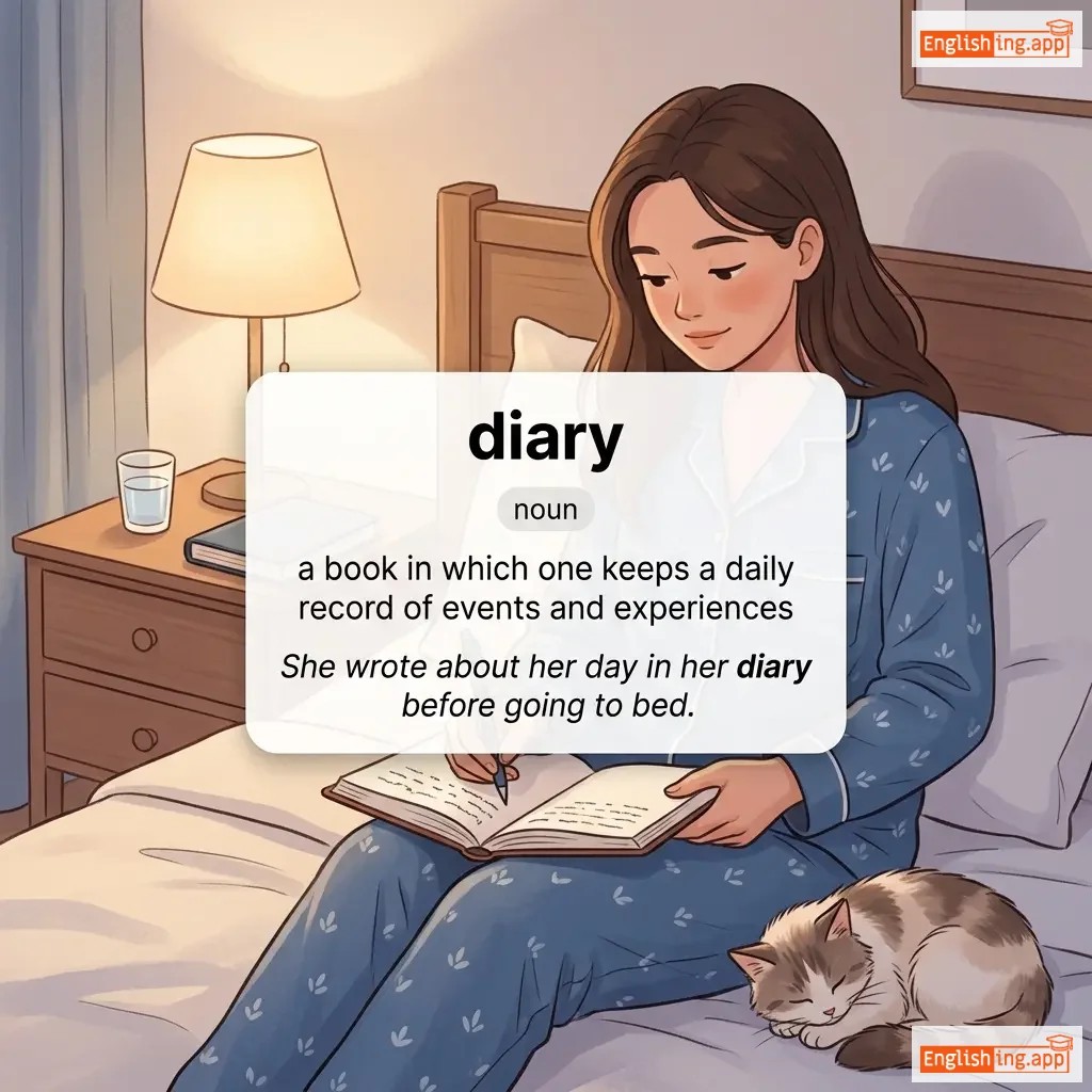 diary definition card — visual illustration of the meaning