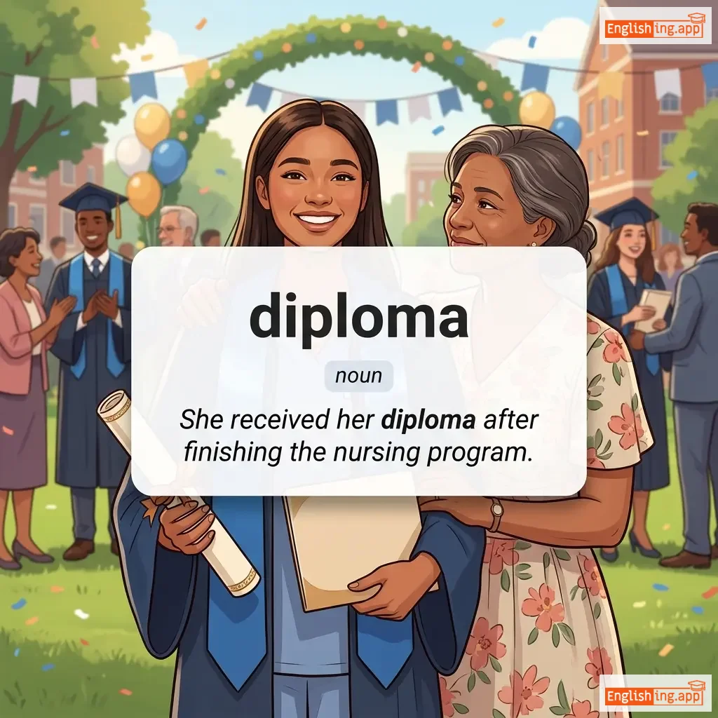 diploma definition card — visual illustration of the meaning