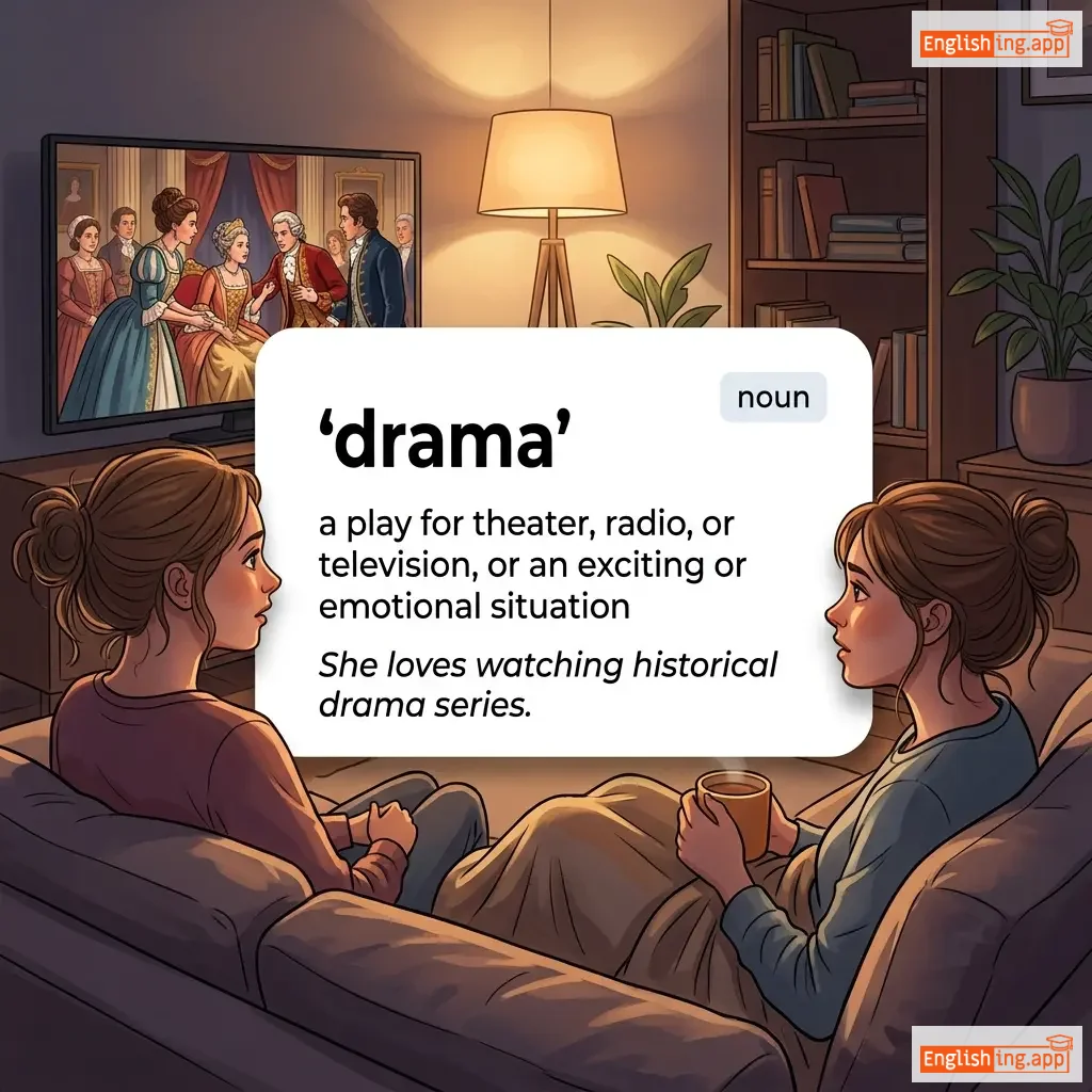 drama definition card — visual illustration of the meaning