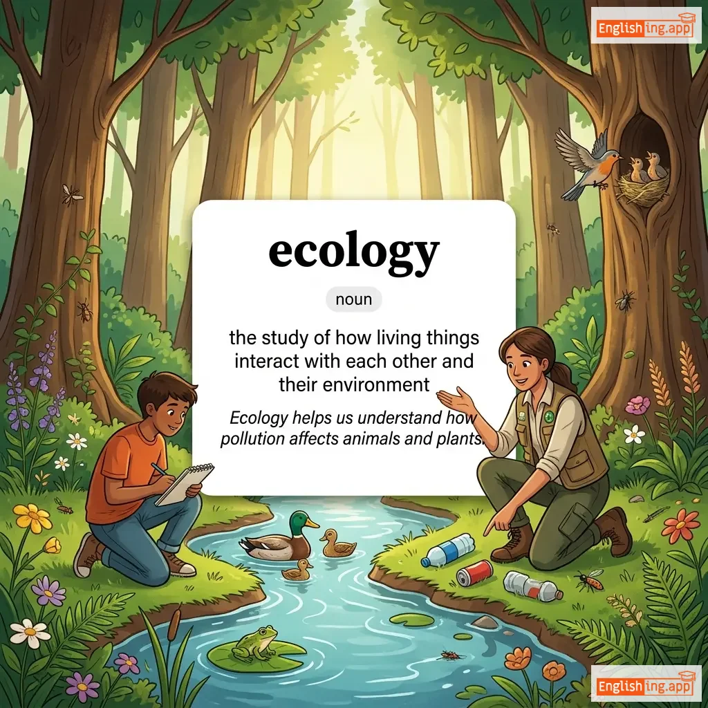 ecology definition card — visual illustration of the meaning