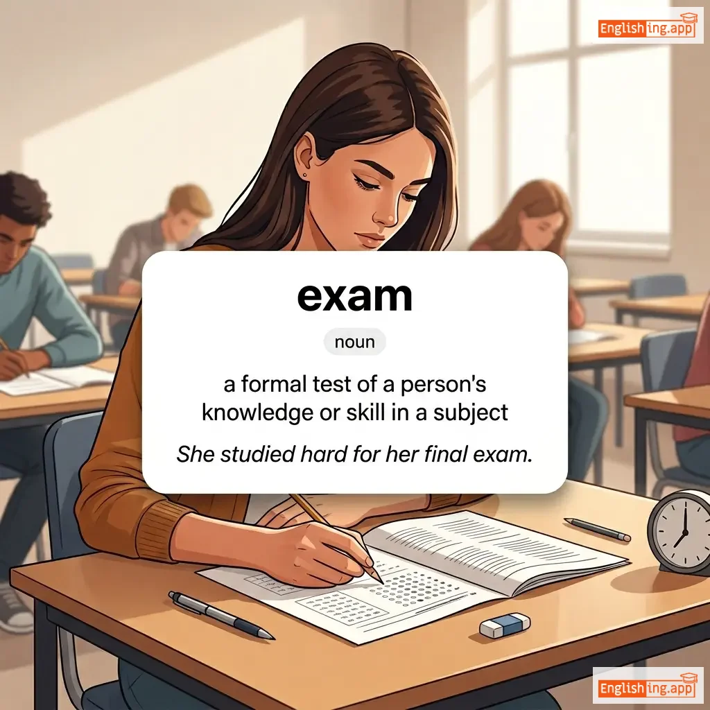 exam definition card — visual illustration of the meaning
