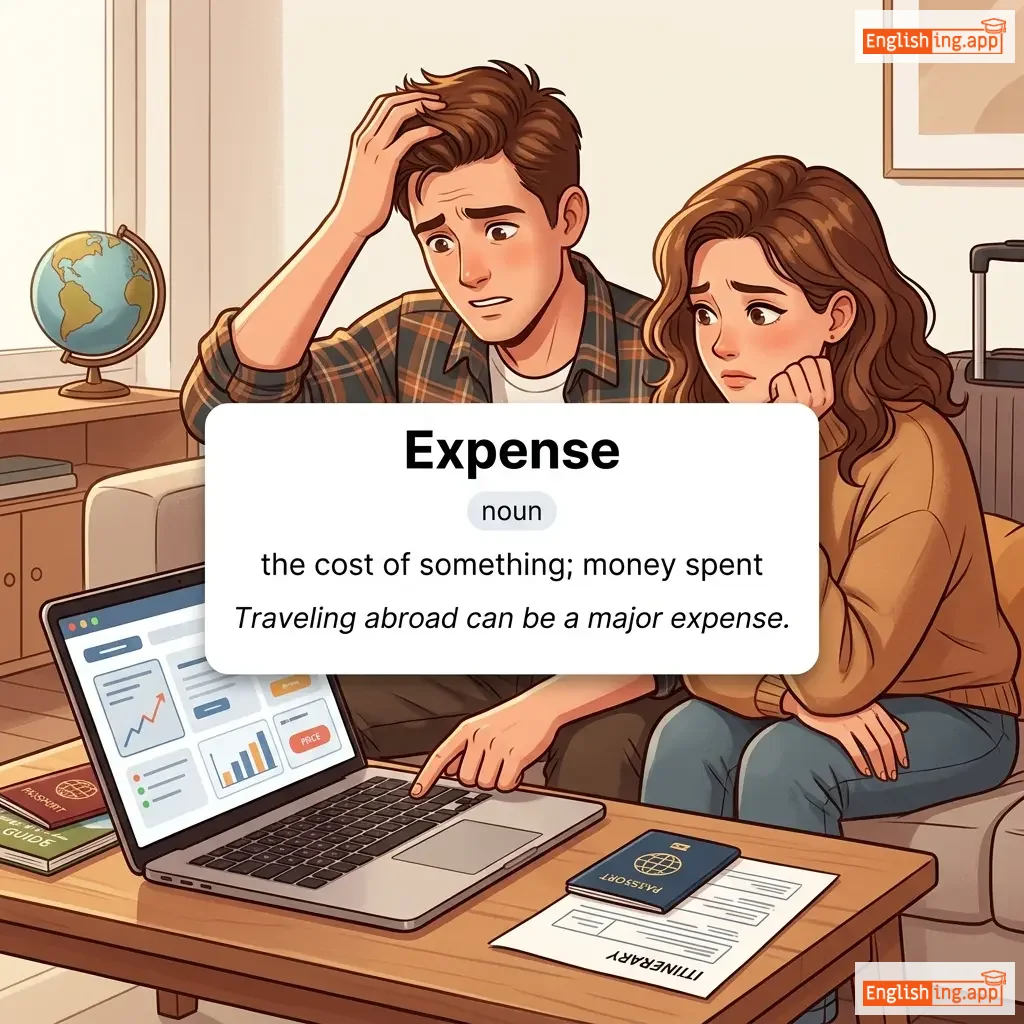 Expense definition card — visual illustration of the meaning