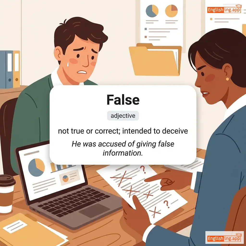 False definition card — visual illustration of the meaning