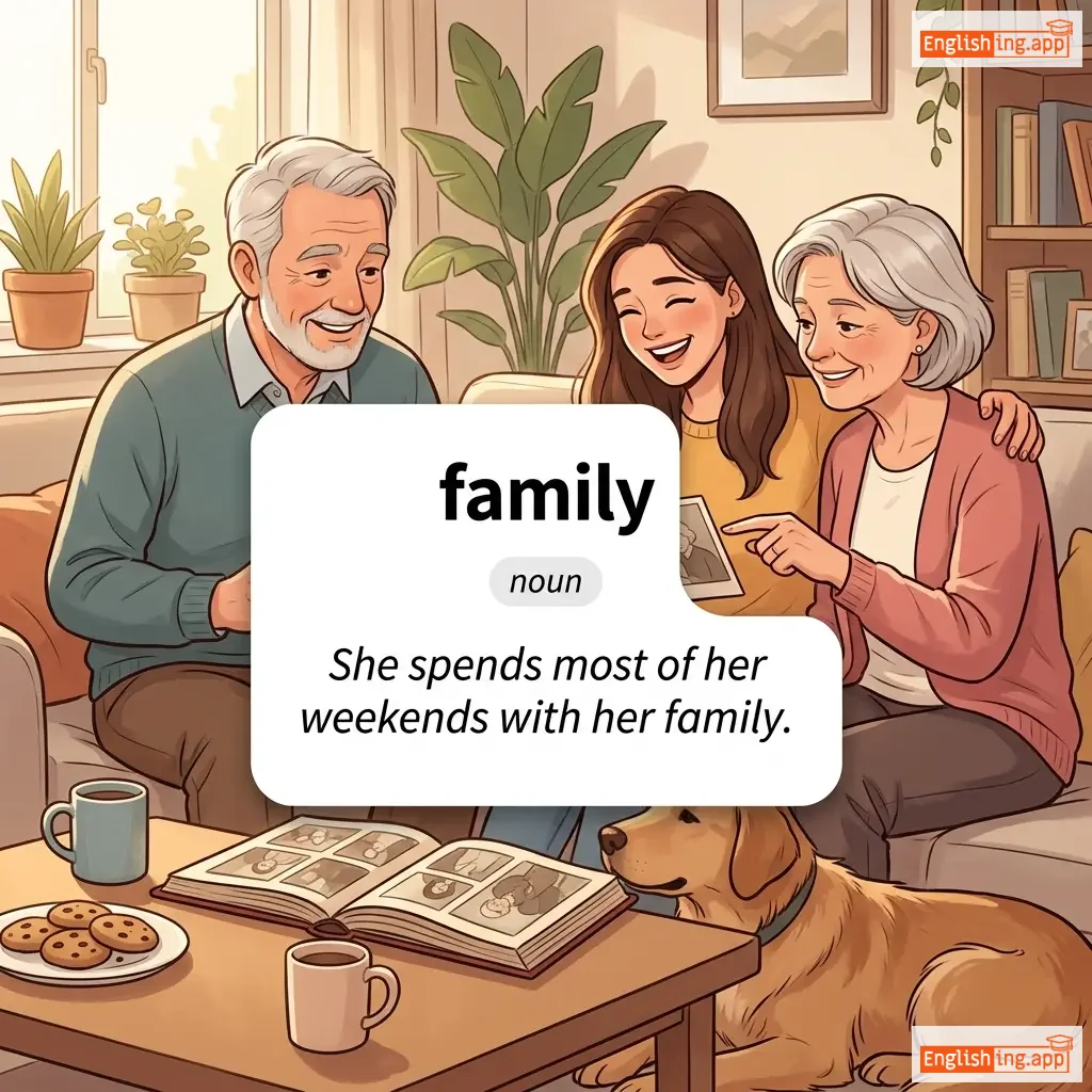 family definition card — visual illustration of the meaning