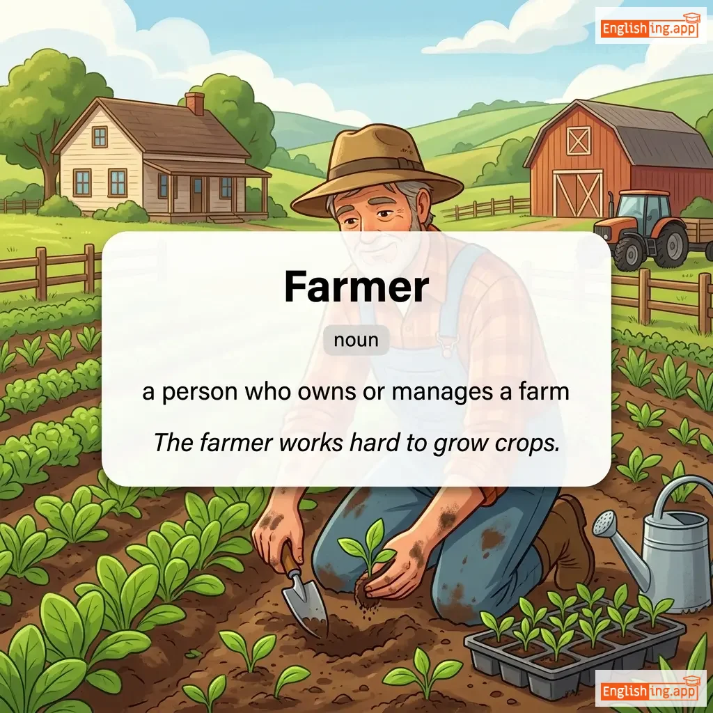 Farmer definition card — visual illustration of the meaning