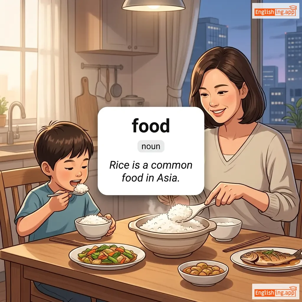 food definition card — visual illustration of the meaning