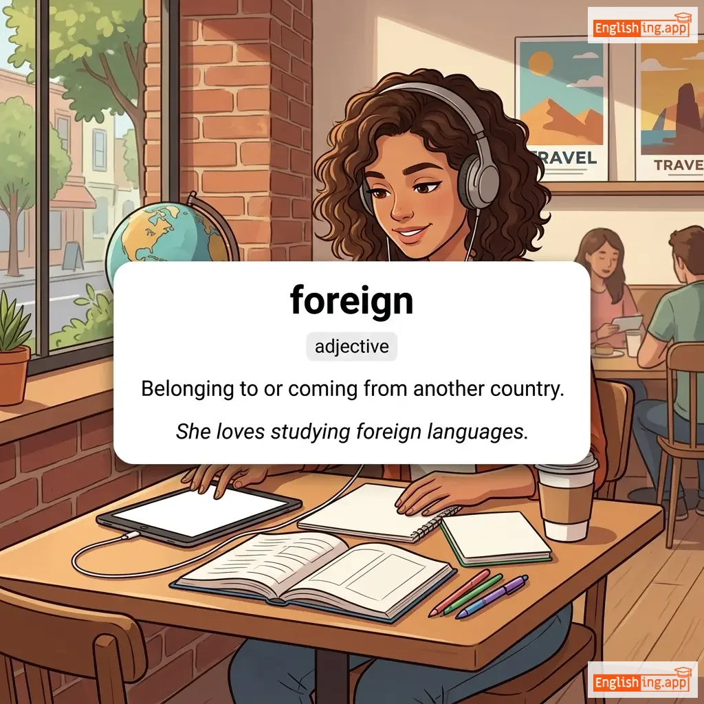 foreign definition card — visual illustration of the meaning