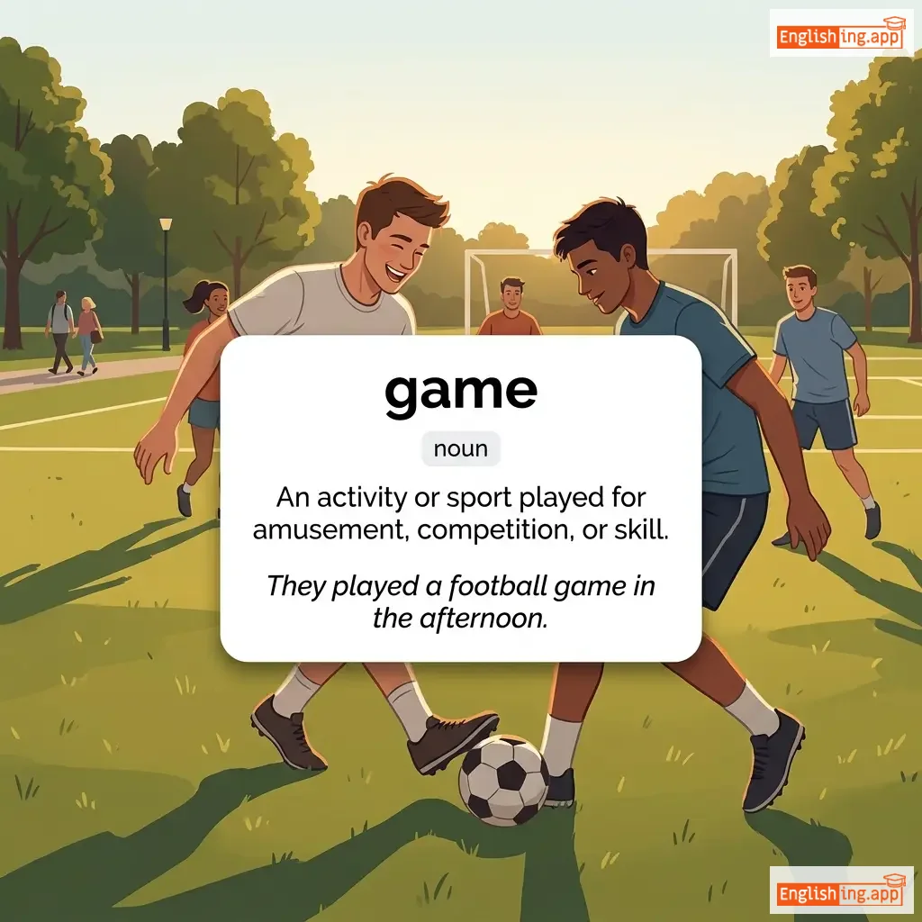 game definition card — visual illustration of the meaning