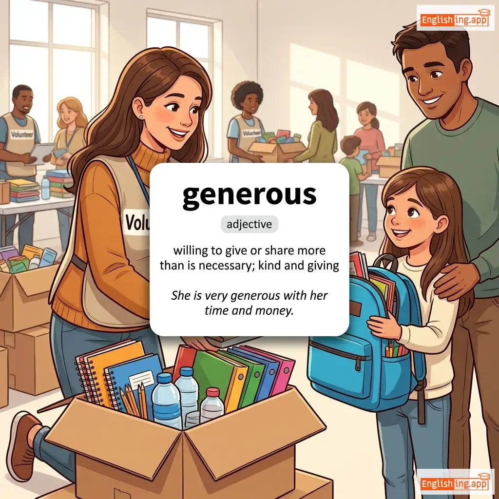 generous definition card — visual illustration of the meaning