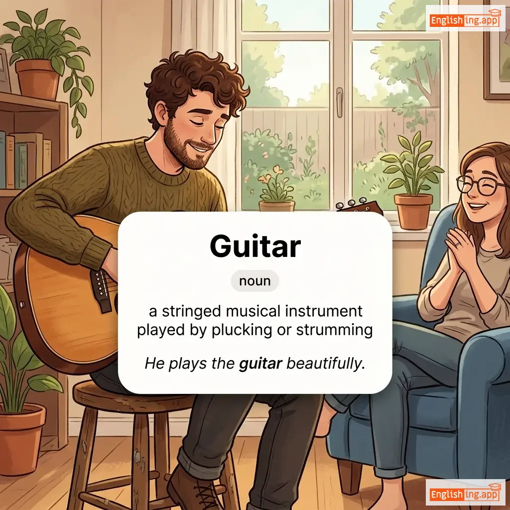 Guitar definition card — visual illustration of the meaning