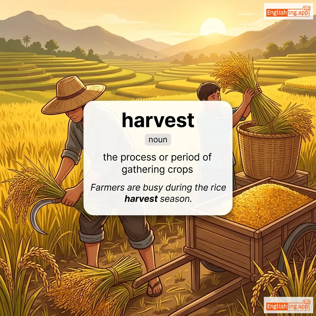 harvest definition card — visual illustration of the meaning