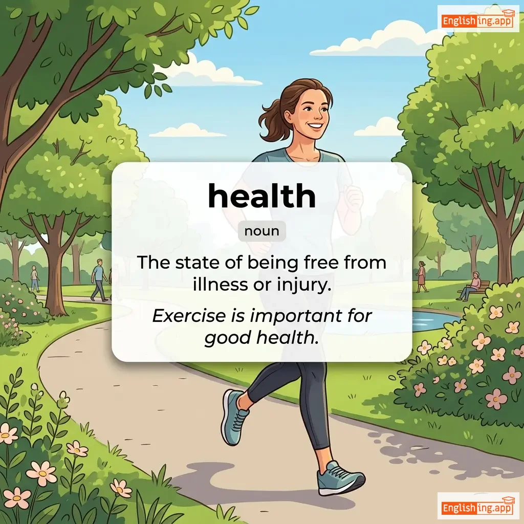 health definition card — visual illustration of the meaning