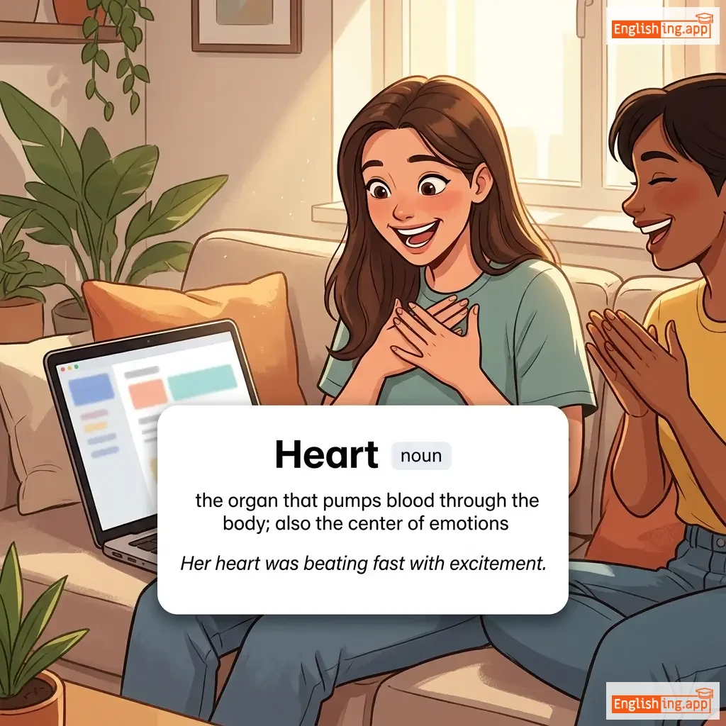Heart definition card — visual illustration of the meaning