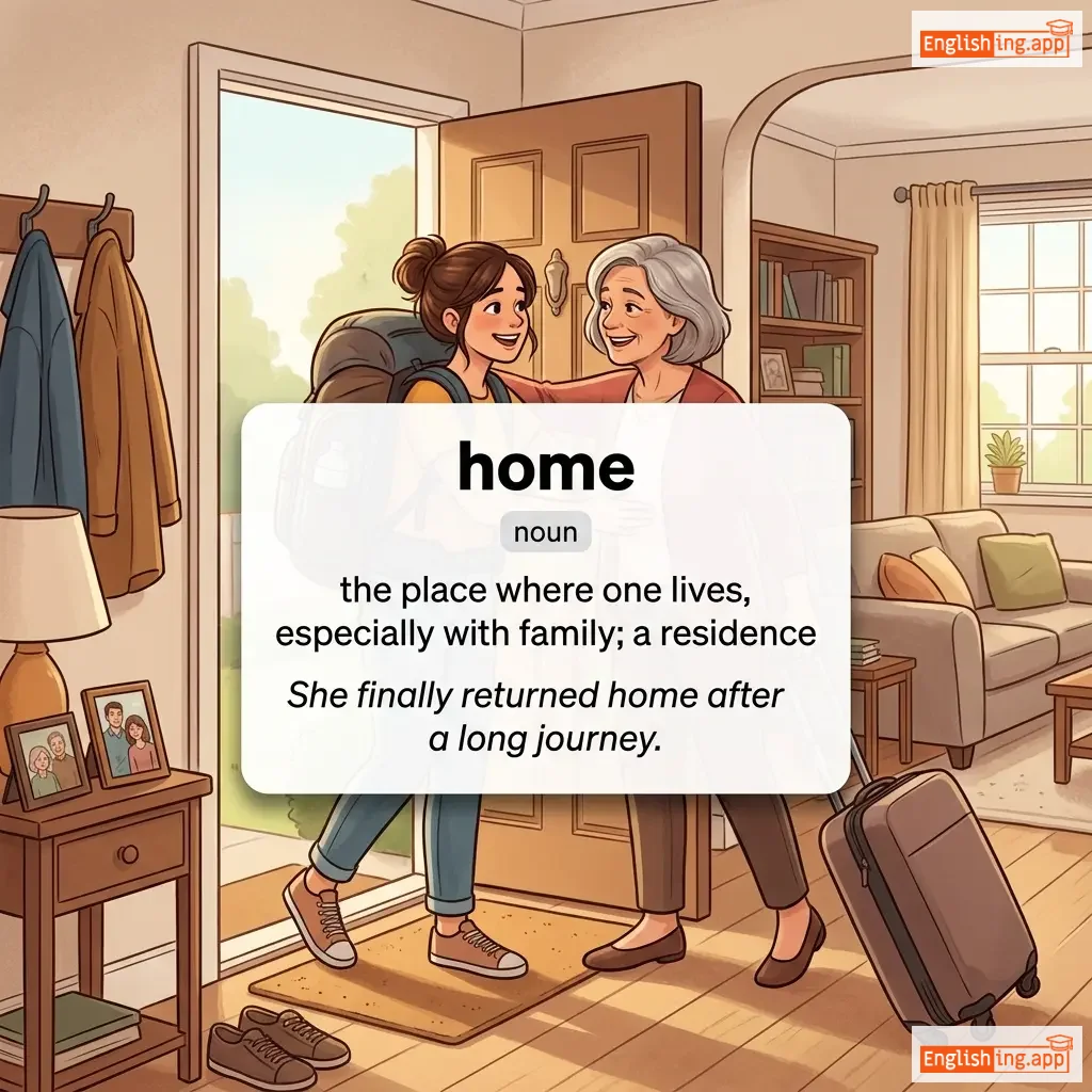 home definition card — visual illustration of the meaning