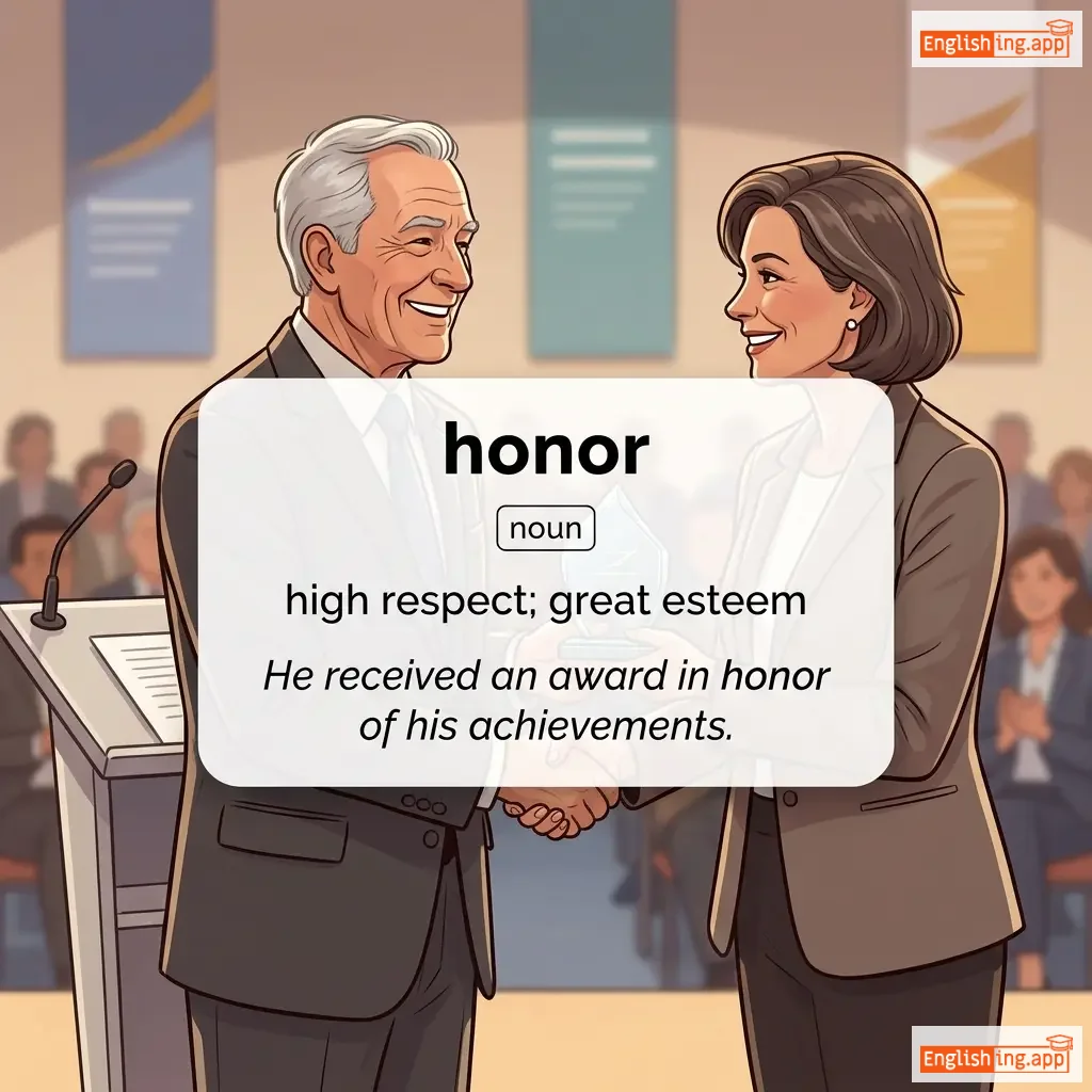 honor definition card — visual illustration of the meaning