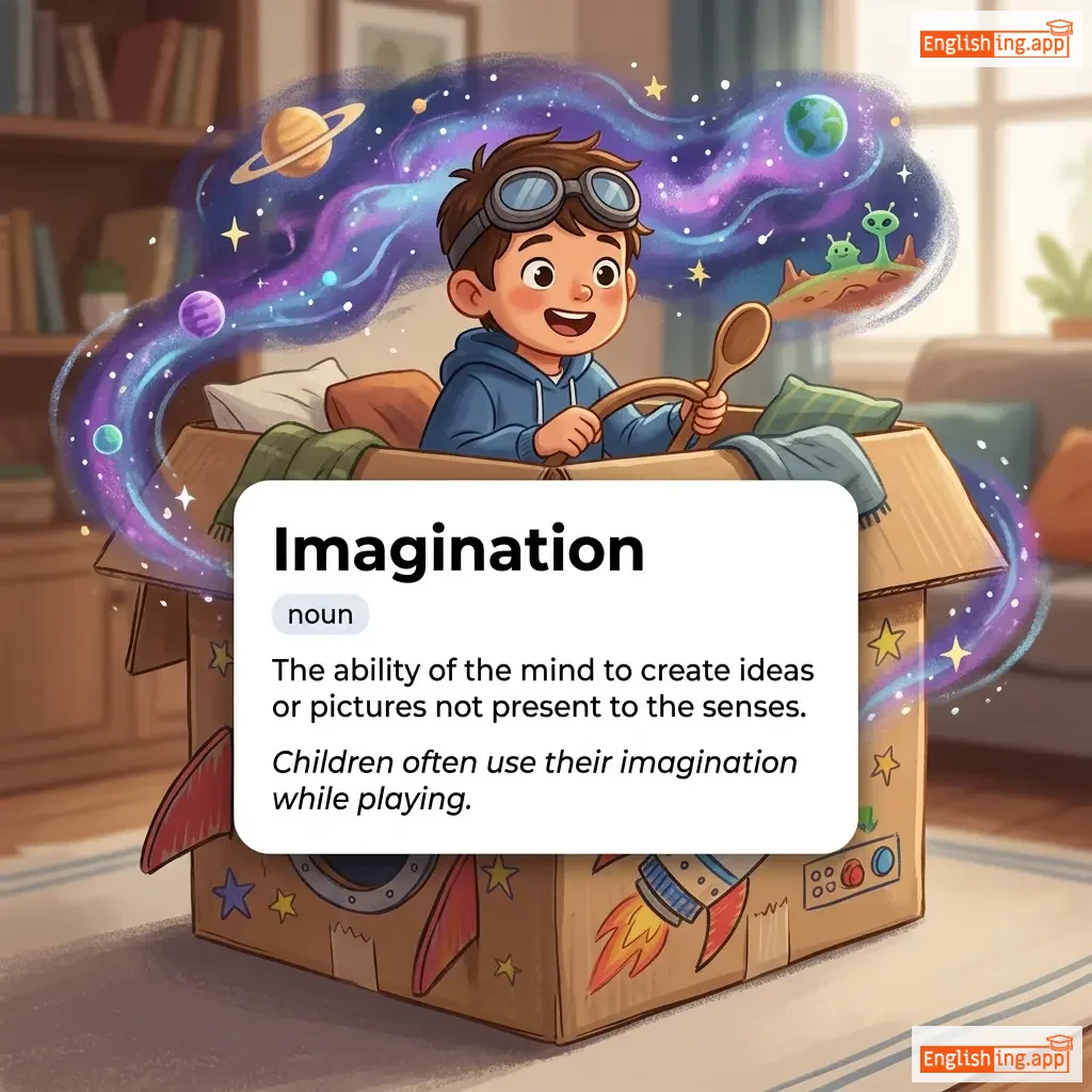 Imagination definition card — visual illustration of the meaning