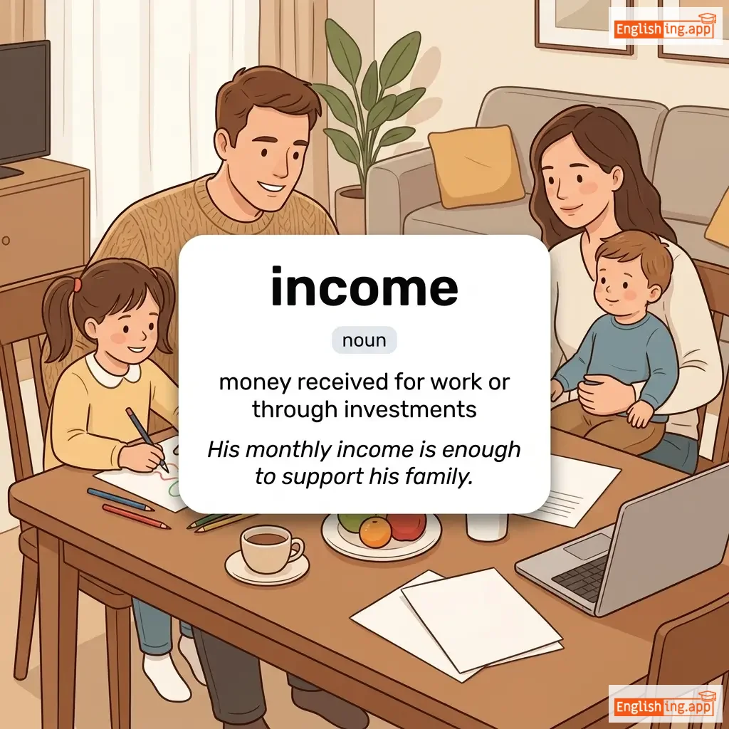 income definition card — visual illustration of the meaning