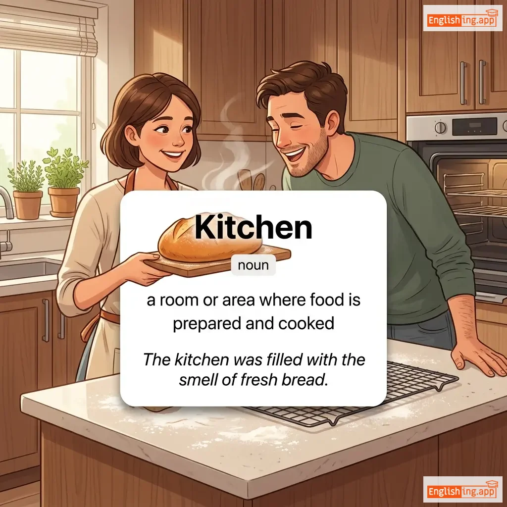 Kitchen definition card — visual illustration of the meaning