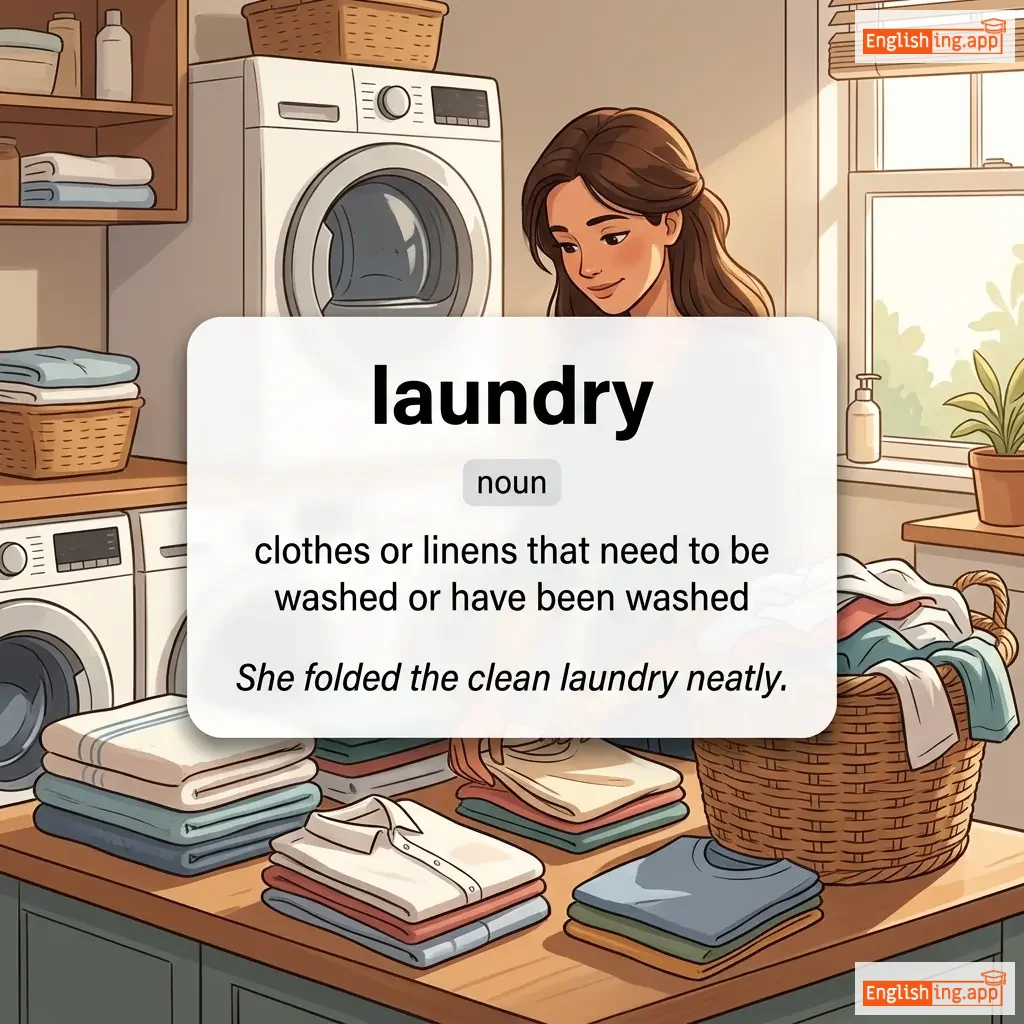 laundry definition card — visual illustration of the meaning