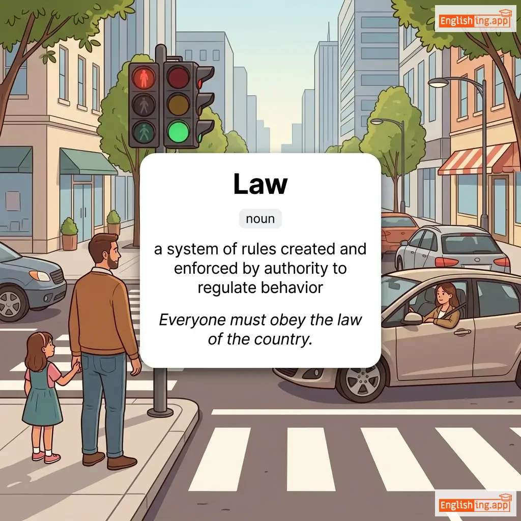 Law definition card — visual illustration of the meaning