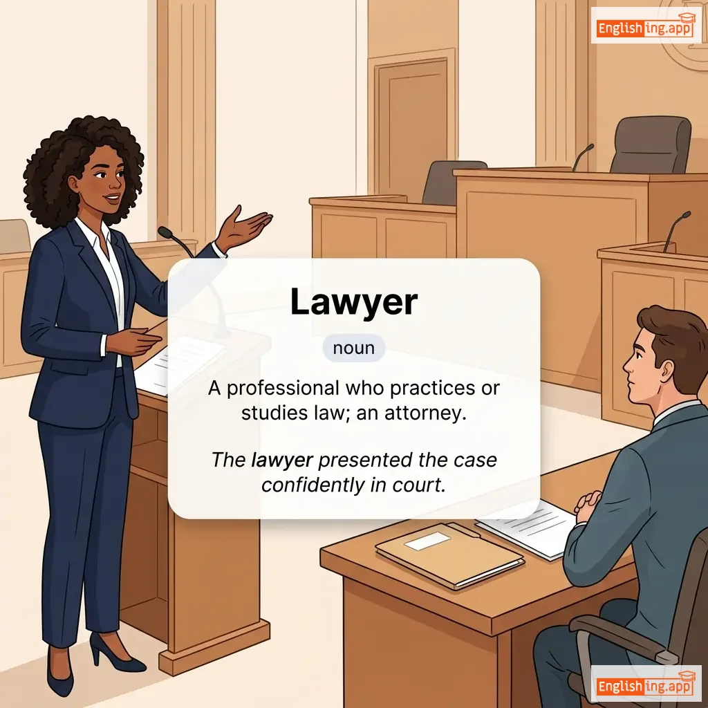 Lawyer definition card — visual illustration of the meaning