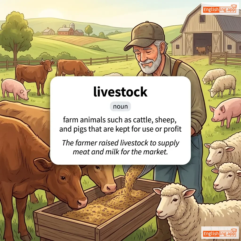 livestock definition card — visual illustration of the meaning