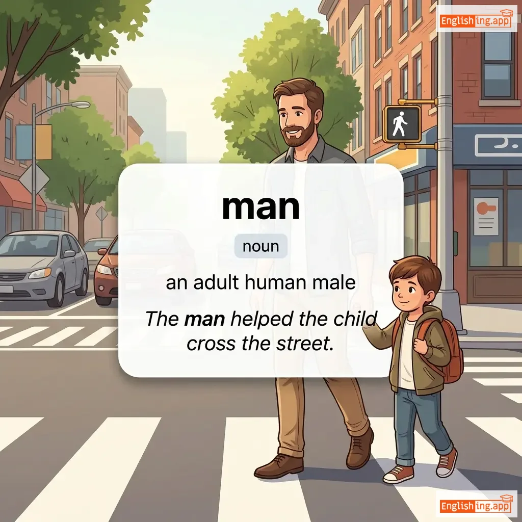 man definition card — visual illustration of the meaning