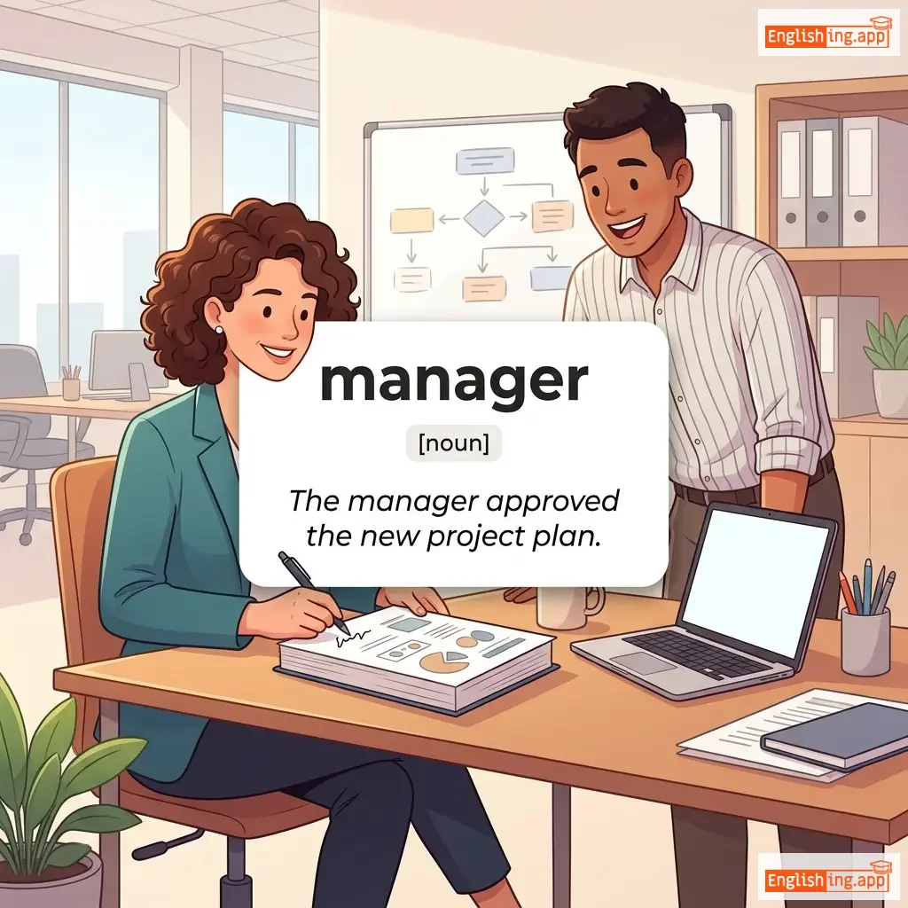 manager definition card — visual illustration of the meaning