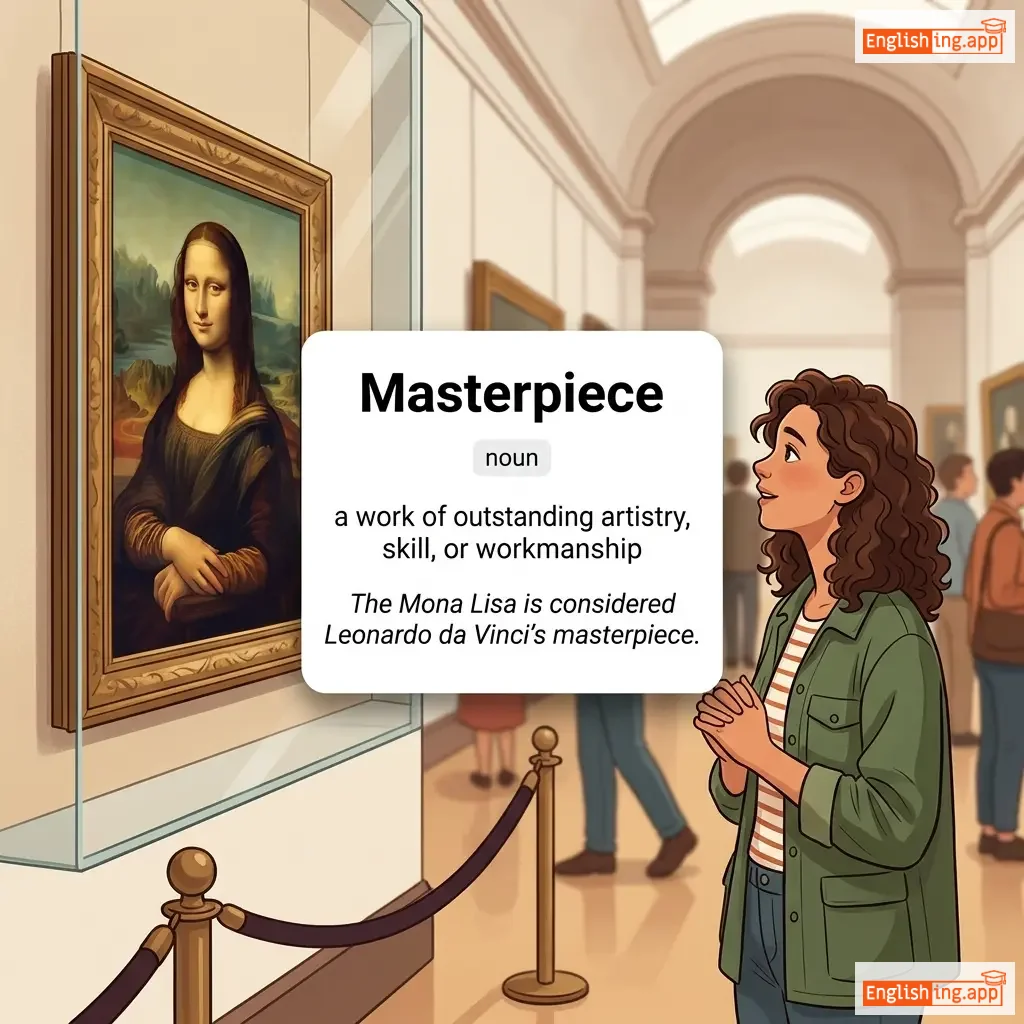 Masterpiece definition card — visual illustration of the meaning