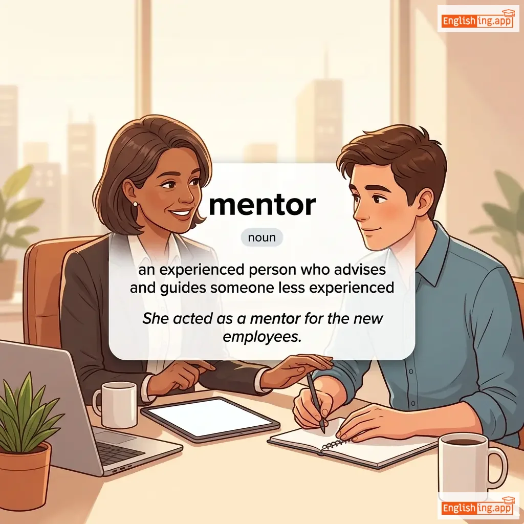 mentor definition card — visual illustration of the meaning