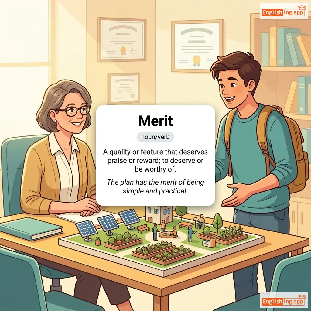 Merit definition card — visual illustration of the meaning