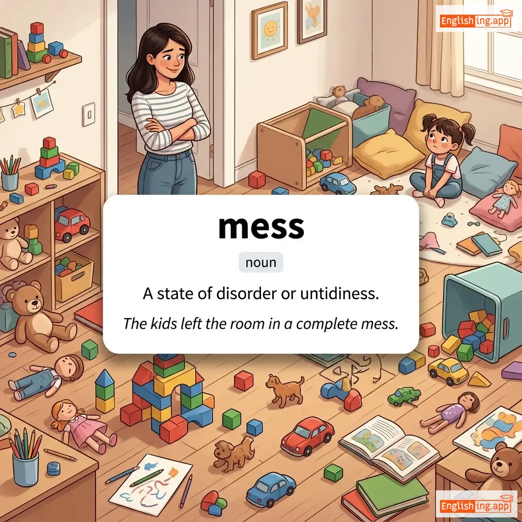 mess definition card — visual illustration of the meaning