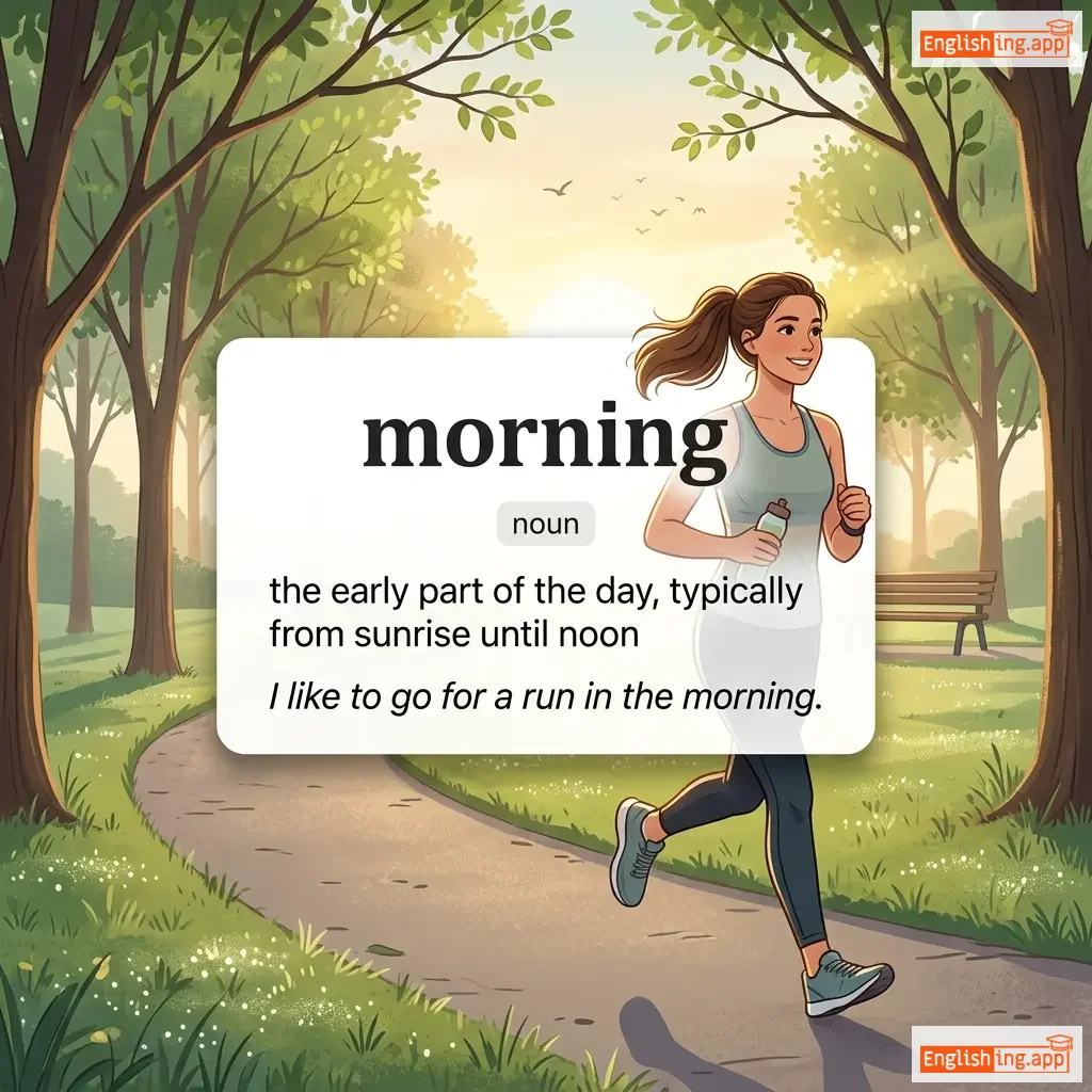 morning definition card — visual illustration of the meaning