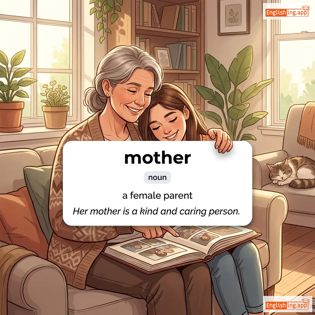 mother definition card — visual illustration of the meaning