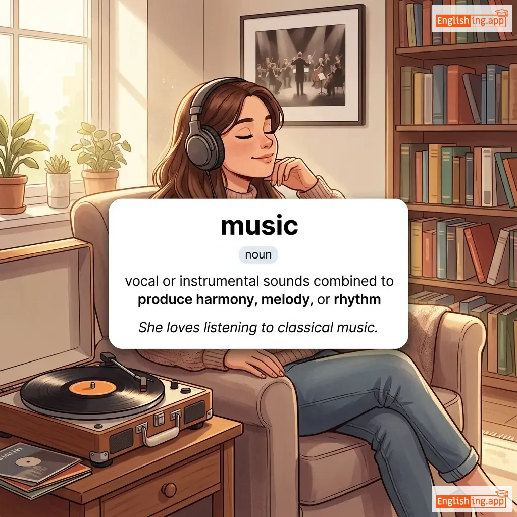 music definition card — visual illustration of the meaning