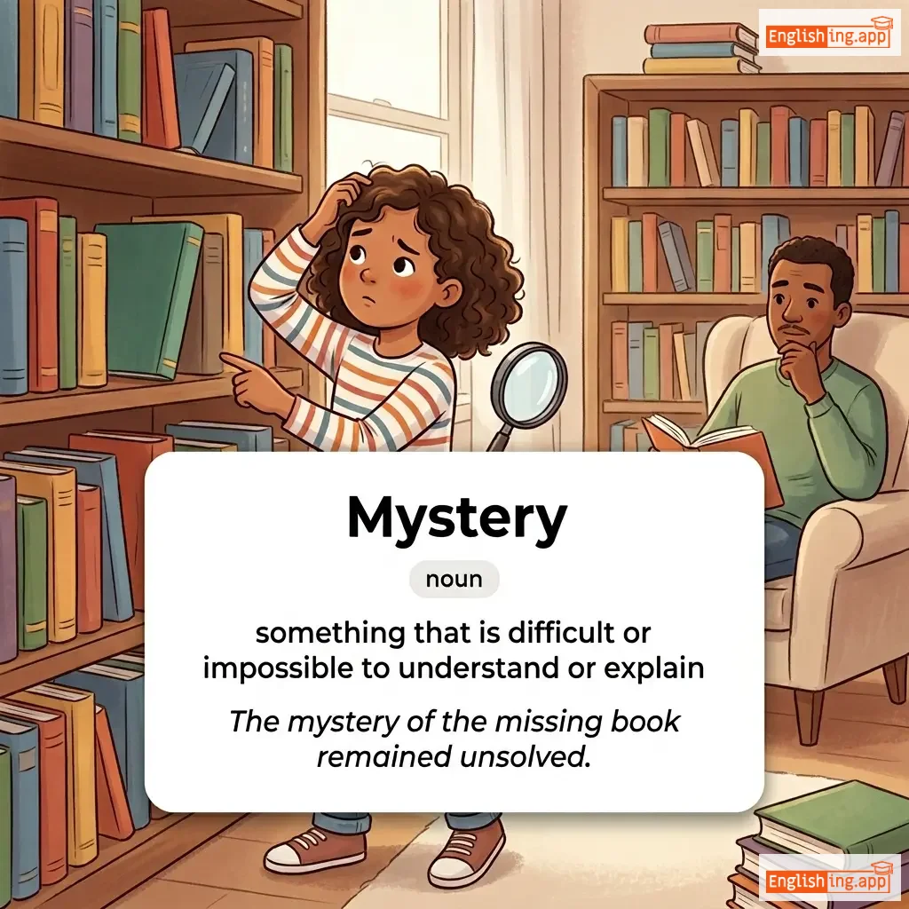 Mystery definition card — visual illustration of the meaning