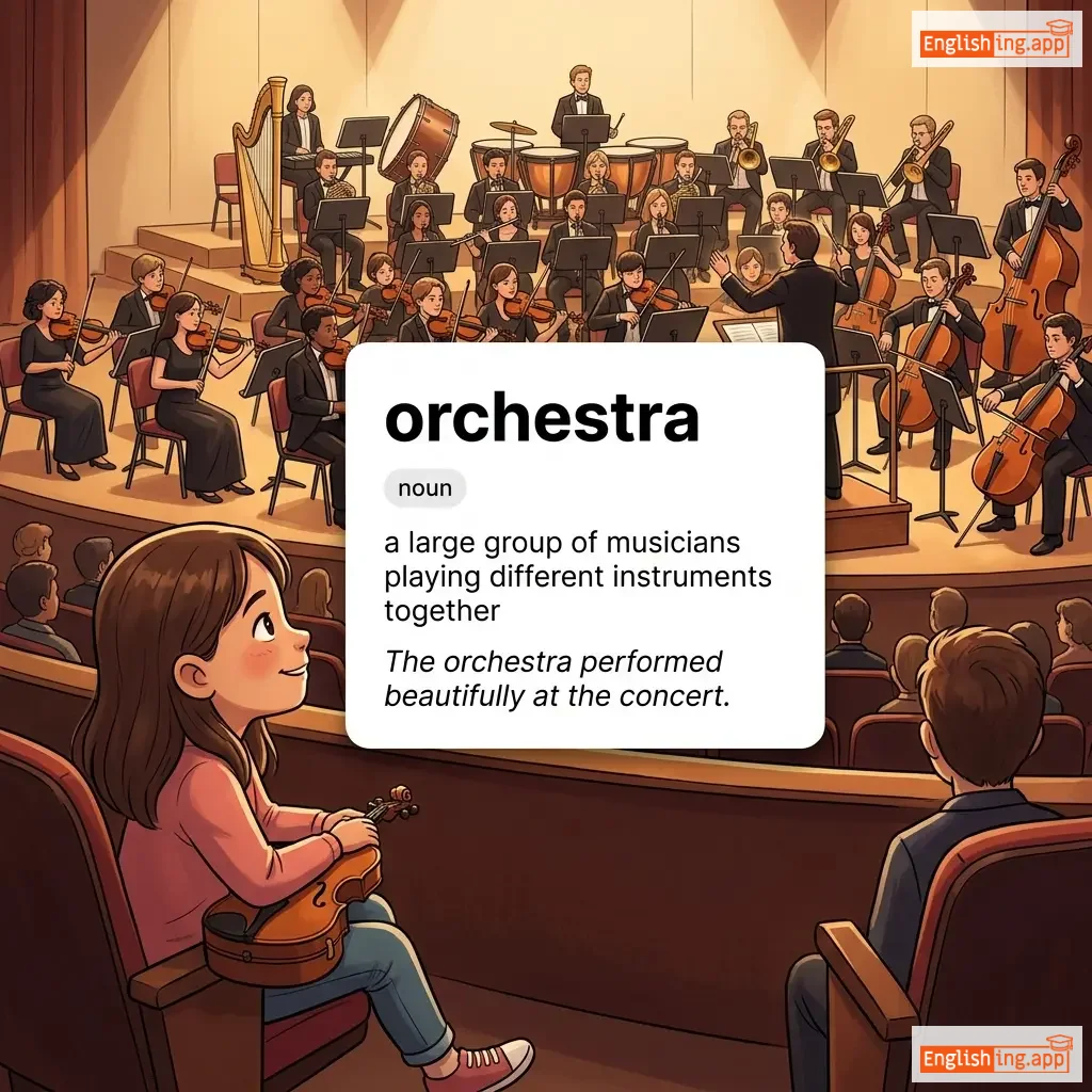 orchestra definition card — visual illustration of the meaning