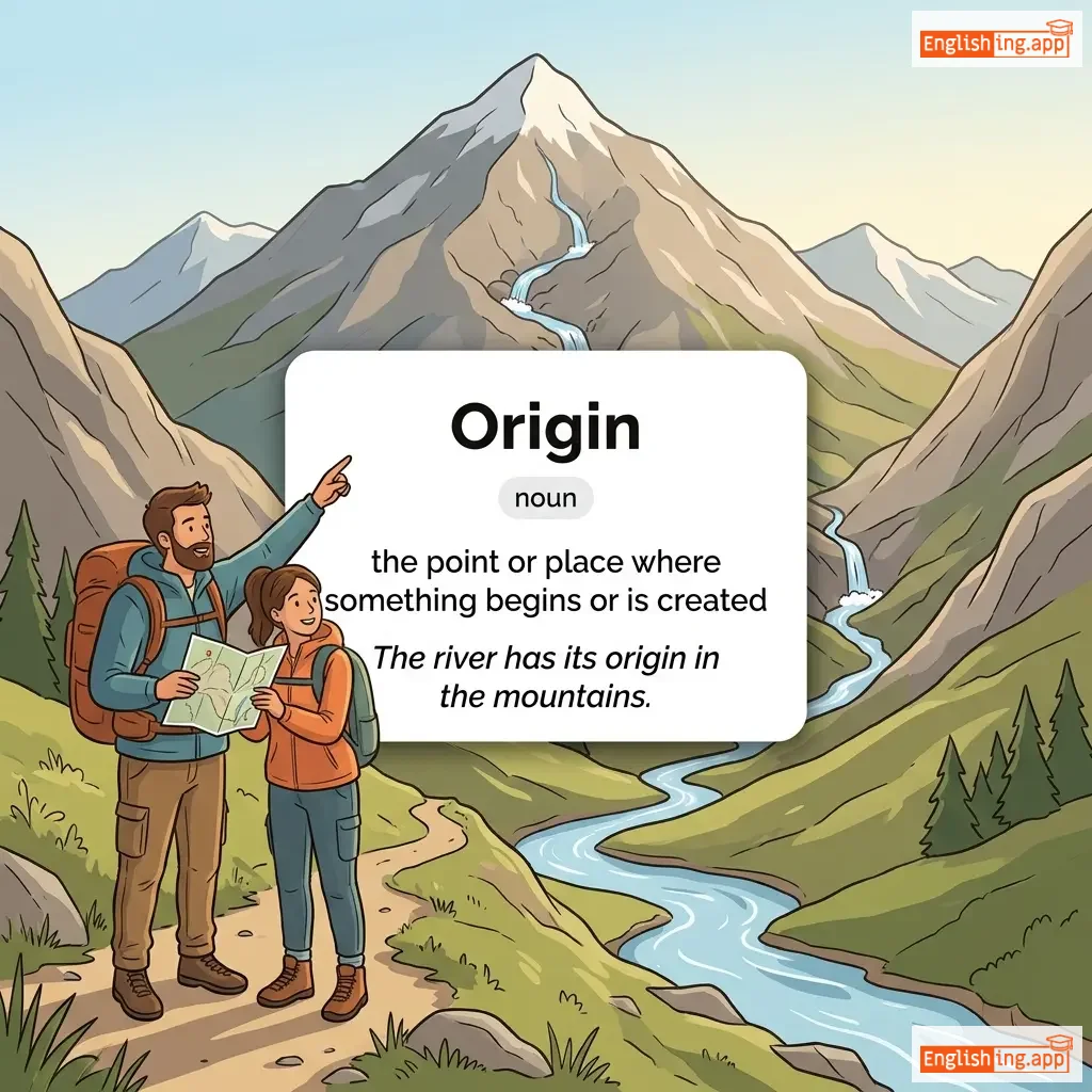 Origin definition card — visual illustration of the meaning