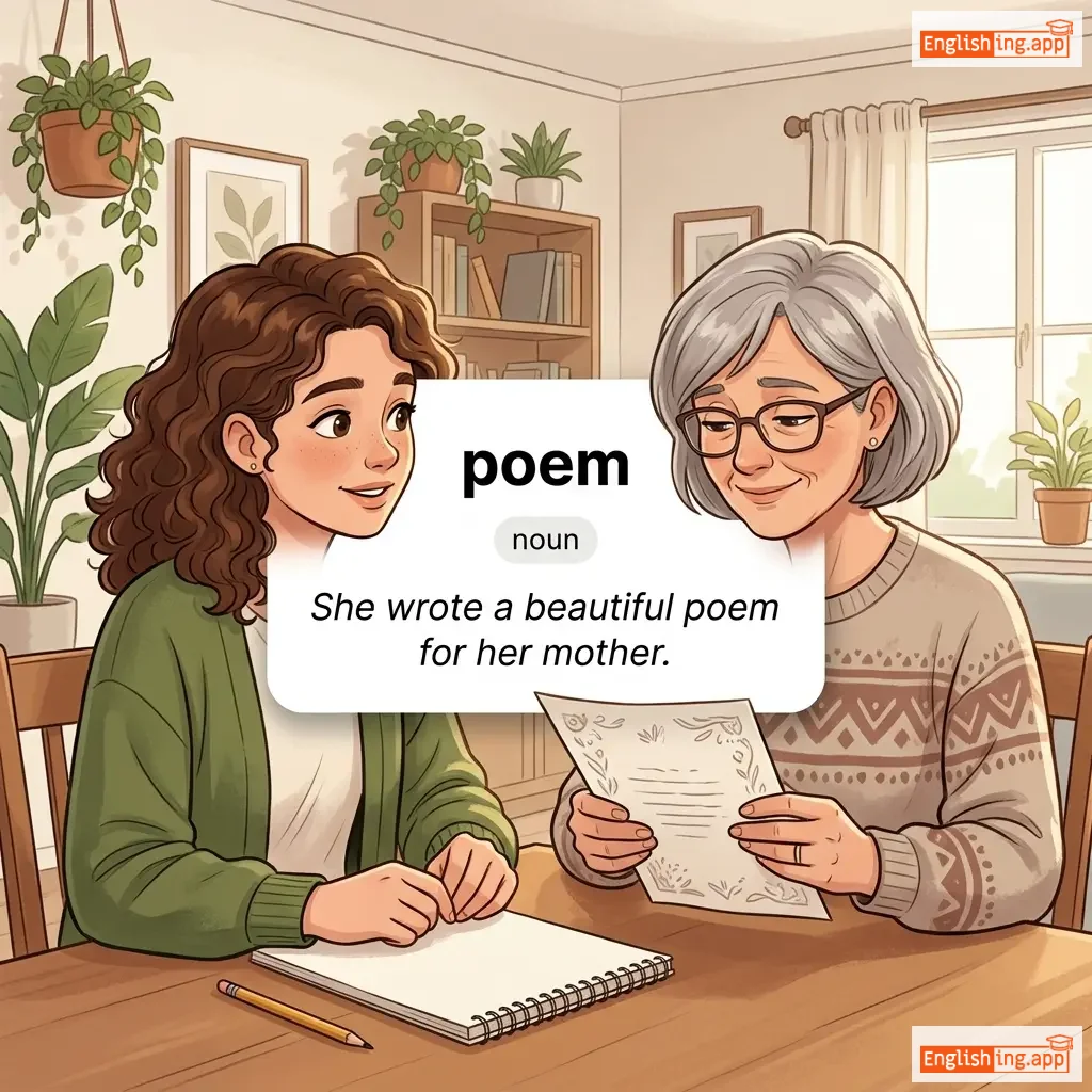 poem definition card — visual illustration of the meaning