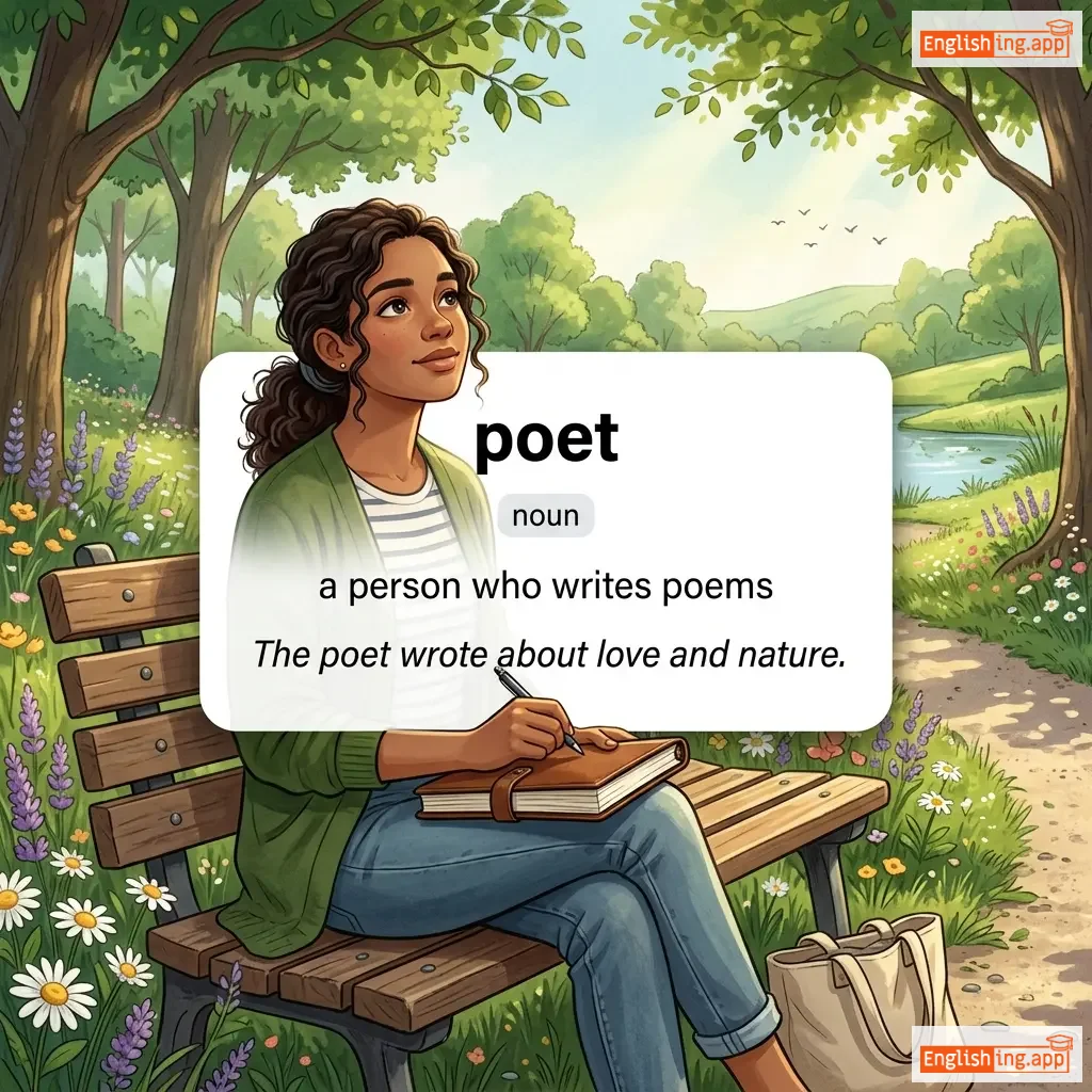 poet definition card — visual illustration of the meaning