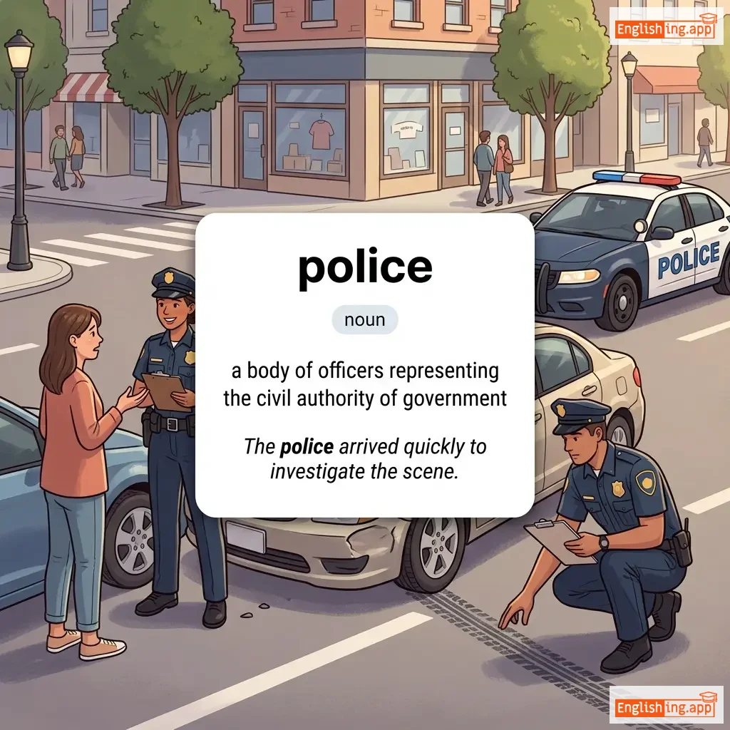 police definition card — visual illustration of the meaning
