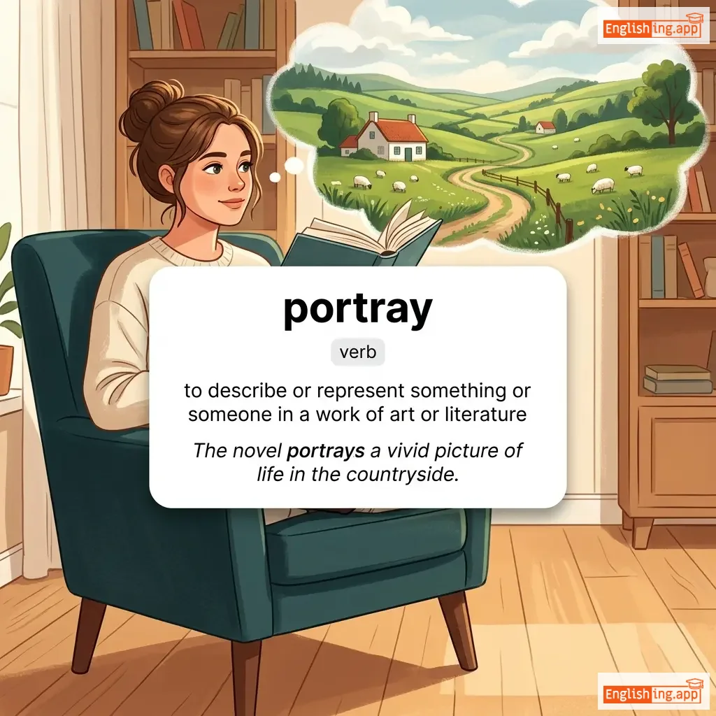 portray definition card — visual illustration of the meaning