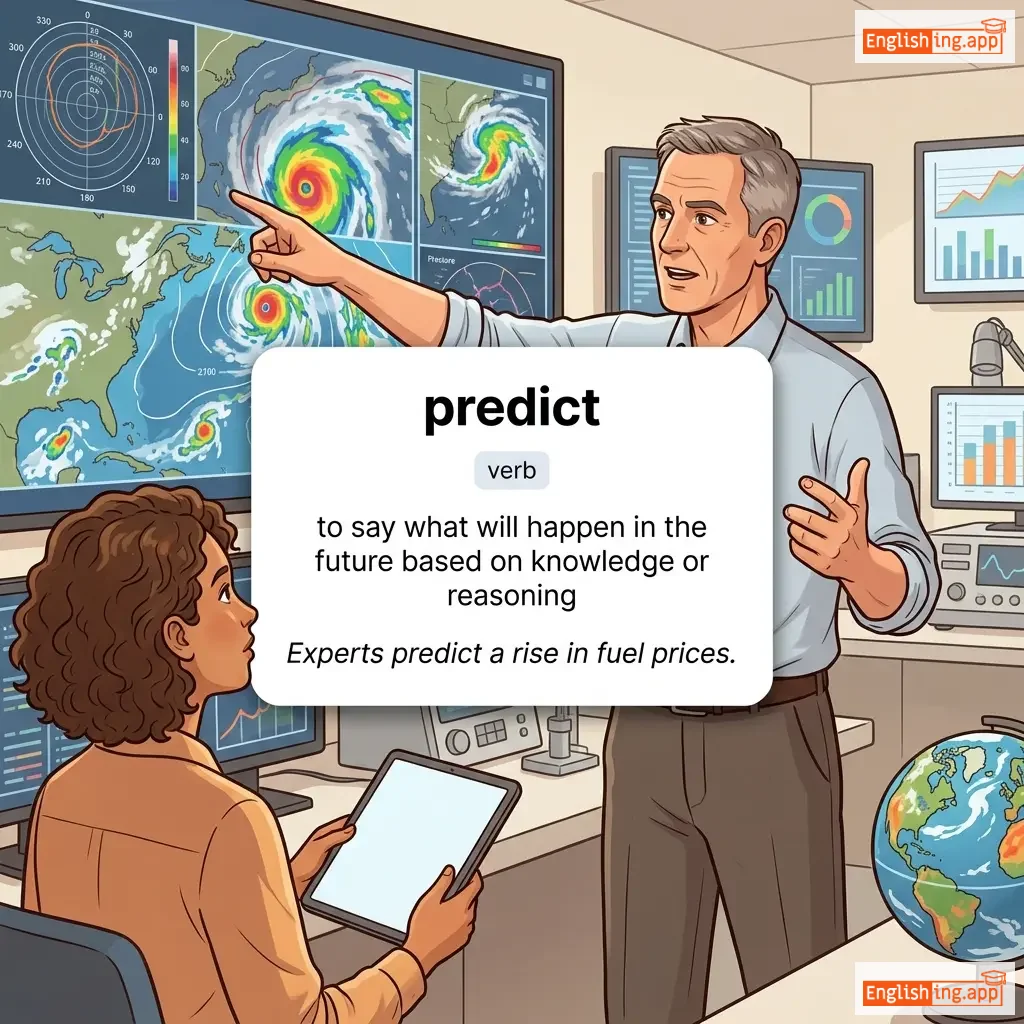 predict definition card — visual illustration of the meaning